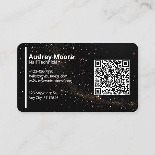 QR Code Gouden Zwarte Professionele Spijkertechnic Visitekaartje (Voorkant)
