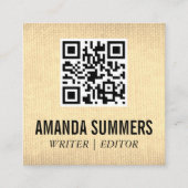 QR-code | goudweefsel Vierkante Visitekaartje (Voorkant)