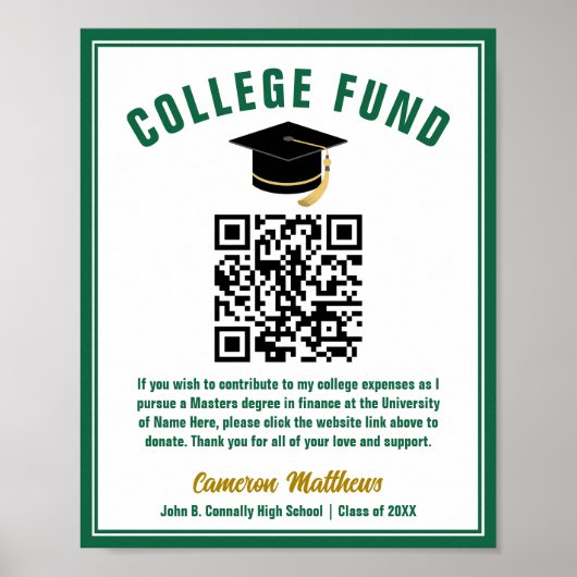 QR-code Green Afstuderen College Fund Poster (Voorkant)