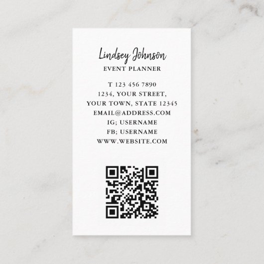 QR Code Green Visitekaartje Event Planner QR (Achterkant)