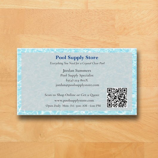 QR Code Grey Blue Swimming Pool Contractor   Visitekaartje