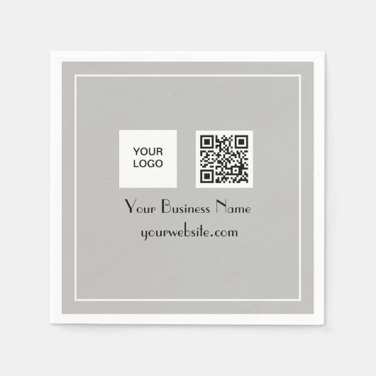 QR Code Grijs Business Logo Minimalist Servet (Voorkant)