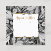 QR Code Grijs Gouden Blad Oorbellen Displaykaarten Vierkante Visitekaartje (Voorkant)