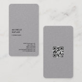 QR Code Grijs Modern Professioneel Exclusief Visitekaartje (Voorkant / Achterkant)