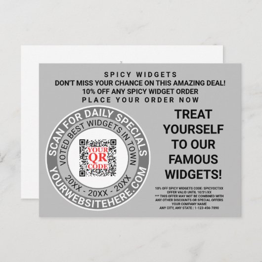 QR Code Grijze Business Marketing Cool Adverteren Briefkaart (Voorkant / Achterkant)