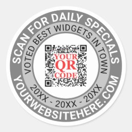 QR-code Grijze zakelijke marketing Eenvoudige aanb Ronde Sticker