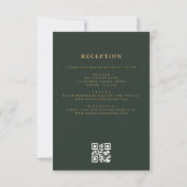 QR Code Groen Goud Minimal Leaf Wedding Kaart (Achterkant)