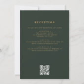QR Code Groen Goud Minimal Leaf Wedding Kaart (Achterkant)