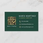 QR Code Groen Goud Schoonmaakdiensten Visitekaartje (Achterkant)