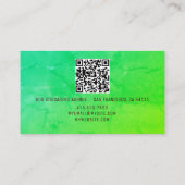 QR Code Groene Abstracte Naam Professionele Logo Contactkaartje (Achterkant)