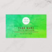 QR Code Groene Abstracte Naam Professionele Logo Contactkaartje (Voorkant)