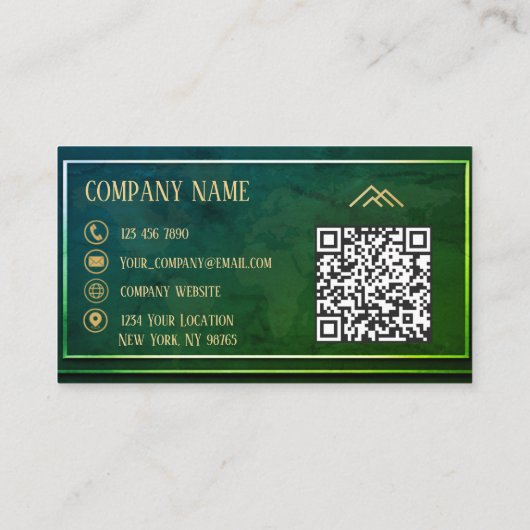 QR Code Groene Moderne Minimalistische Professione Visitekaartje (Achterkant)