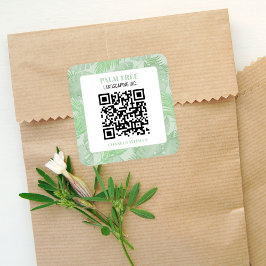 QR-code groene palmbladeren Vierkante Sticker