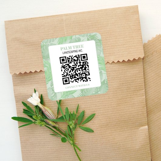 QR-code groene palmbladeren Vierkante Sticker