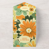 QR Code Groovy Boho Retro Bloem Bruiloft All In One Uitnodiging (Buitenkant)
