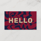 QR-code Groovy Bourgogne Beige Navy Blue Squiggles Visitekaartje (Voorkant)