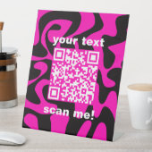 QR Code Groovy Retro Hot Pink Black Stand Zakelijk Reclamebord Met Voetstuk (Insitu)