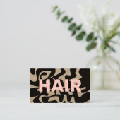QR Code Groovy Zwart Licht Roze Haar Kraft Visitekaartje (Staand voorkant)