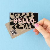 QR Code Groovy Zwart Licht Roze Kraft Visitekaartje