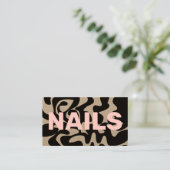 QR Code Groovy Zwart Licht Roze NAGELS Kraft Visitekaartje (Staand voorkant)