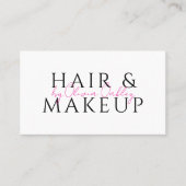 QR Code Haar En Make-up Blush Roze Script Naam Visitekaartje (Voorkant)