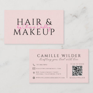 QR Code Haar En Make-up Blush Roze Visitekaartje