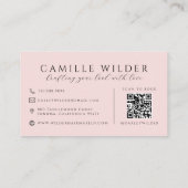 QR Code Haar En Make-up Blush Roze Visitekaartje (Achterkant)