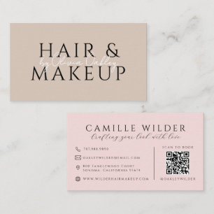 QR Code Haar En Make-up Blush Roze Visitekaartje
