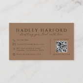 QR Code Haar En Make-up Donker Terracotta Visitekaartje (Achterkant)