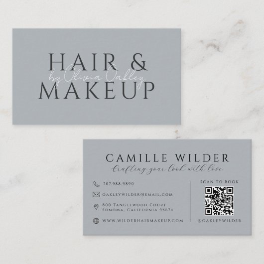 QR-code haar en make-up neutraal Visitekaartje (Voorkant / Achterkant)