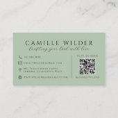 QR Code Haar En Make-up Salie Groen Visitekaartje (Achterkant)