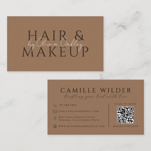 QR Code Haar En Make-up Sark Terracotta Visitekaartje (Voorkant / Achterkant)