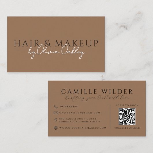 QR Code Haar En Make-up Sark Terracotta Visitekaartje (Voorkant / Achterkant)