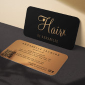 QR CODE haarsalon zwart goud metalen haarstylist Visitekaartje
