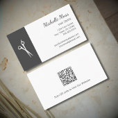 QR code Haarstylist Eenvoudige schaar Grijs Wit Visitekaartje
