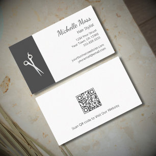QR code Haarstylist Eenvoudige schaar Grijs Wit Visitekaartje