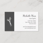 QR code Haarstylist Eenvoudige schaar Grijs Wit Visitekaartje (Voorkant)