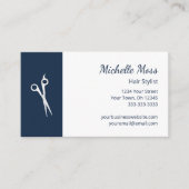 QR-code Haarstylist Eenvoudige schaar Navy Blue Visitekaartje (Voorkant)