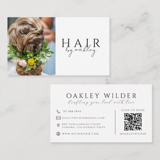 QR-code haarstylist foto Visitekaartje (Voorkant / Achterkant)