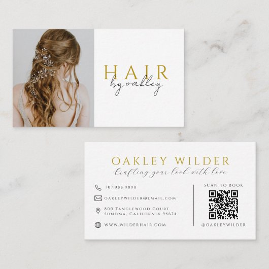QR Code Haarstylist Foto Visitekaartje (Voorkant / Achterkant)