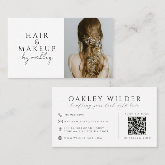 QR Code Haarstylist Foto Visitekaartje (Voorkant / Achterkant)