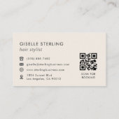 QR Code Haarstylist Minimalistisch Visitekaartje (Achterkant)