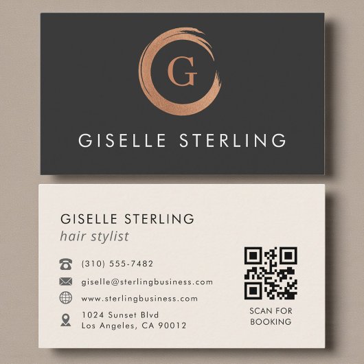 QR Code Haarstylist Minimalistisch Visitekaartje