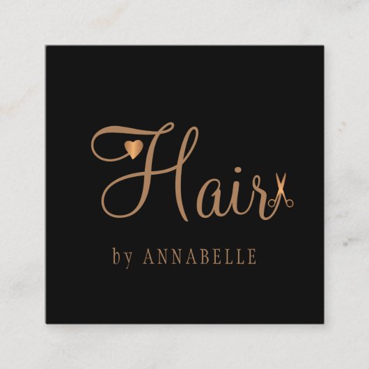 QR code haarstylist professioneel goud zwart Vierkante Visitekaartje (Voorkant)