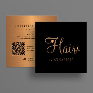 QR code haarstylist professioneel goud zwart Vierkante Visitekaartje