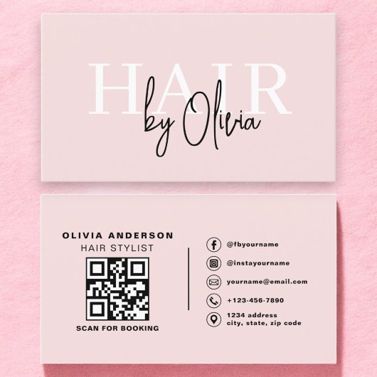 QR Code Hair Stylist Moderne Typografie Visitekaartje