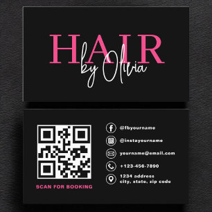 QR Code Hair Stylist Moderne Typografie Visitekaartje