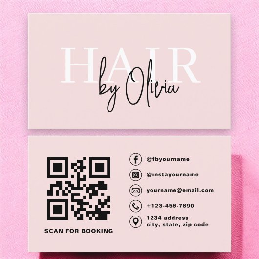 QR Code Hair Stylist Moderne Typografie Visitekaartje