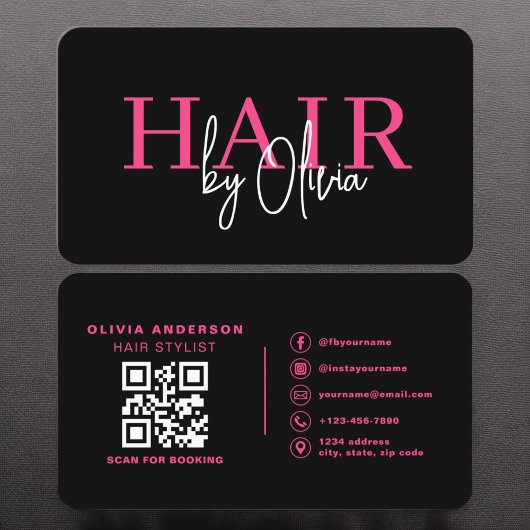 QR Code Hair Stylist Moderne Typografie Visitekaartje