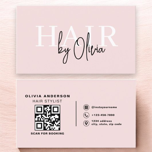 QR Code Hair Stylist Moderne Typografie Visitekaartje